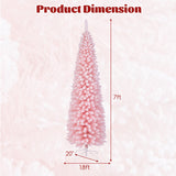 Snow Flocked 7 FT Artificial Pink Xmas Tree with 635 Branch Tips