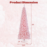 Snow Flocked 8 FT Artificial Pink Xmas Tree with 1000 Branch Tips
