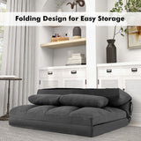 Floor Sofa Bed with 6 Positions Adjustable Backrest  Skin-friendly Velvet Cover-Dark Gray