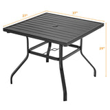 37 Inch Square Patio Dining Table with Umbrella Pole Hole