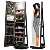 Standing Jewelry Cabinet with Adjustable LED Lights-Black