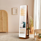 Standing Jewelry Cabinet with Adjustable LED Lights-Brown