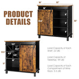 Industrial Storage Cabinet with Sliding Barn Door-Rustic Brown