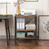 3-Tier Kitchen Baker's Rack Microwave Oven Storage Cart with Hooks-Rustic Brown