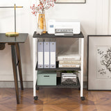 3-Tier Kitchen Baker's Rack Microwave Oven Storage Cart with Hooks-Deep Brown