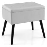 Velvet Storage Ottoman with Solid Wood Legs for Living Room Bedroom-Gray