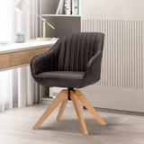Mid-Century Swivel Accent Chair PU Leather Vanity Study Armchair-Dark Brown