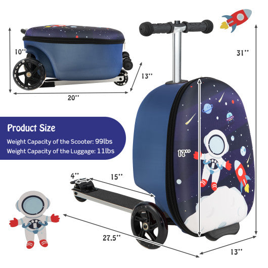 Hardshell Ride-on Suitcase Scooter with LED Flashing Wheels-Navy