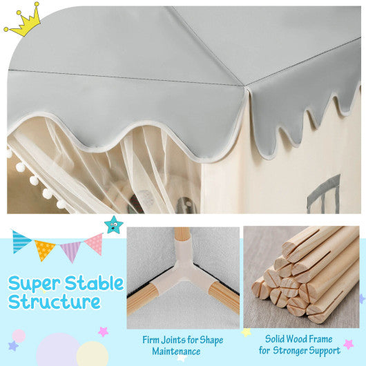 Kids Large Play Castle Fairy Tent with Mat-Beige