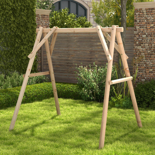 Heavy Duty Wooden Swing Frame with Reinforced Bars