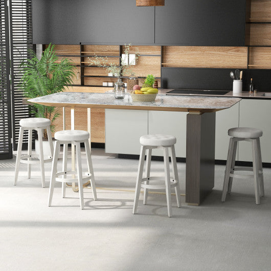 360-Degree Swivel Upholstered Rubberwood Frame Bar Stool Set of 2 with Footrest-29 inches