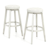 360-Degree Swivel Upholstered Rubberwood Frame Bar Stool Set of 2 with Footrest-29 inches