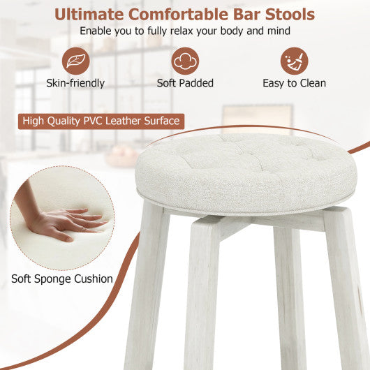 360-Degree Swivel Upholstered Rubberwood Frame Bar Stool Set of 2 with Footrest-29 inches