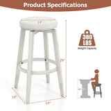 360-Degree Swivel Upholstered Rubberwood Frame Bar Stool Set of 2 with Footrest-29 inches