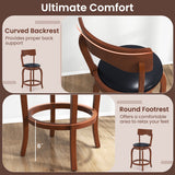 Swivel Bar Stools Set of 2 with Rubber Wood Frame and Upholstered Seat-24 Inch