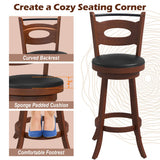 2 Pieces 24/29 inch Swivel Bar Stools with Curved Backrest and Seat Cushions-29 inches