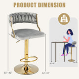 Swivel Barstool with Woven Back Set of 2 for Kitchen Island Cafe-Gray