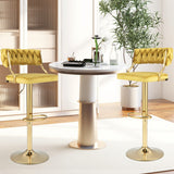 Swivel Barstool with Woven Back Set of 2 for Kitchen Island Cafe-Yellow