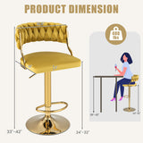 Swivel Barstool with Woven Back Set of 2 for Kitchen Island Cafe-Yellow