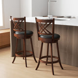 360° Swivel Upholstered Barstools Set of 2 with Back and Footrest-29 inches