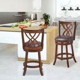360° Swivel Counter Height Chairs with PU Leather Cushioned Seat and Footrests-26 inches