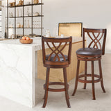 360° Swivel Counter Height Chairs with PU Leather Cushioned Seat and Footrests-30 inches