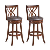 360° Swivel Counter Height Chairs with PU Leather Cushioned Seat and Footrests-30 inches