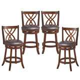 360° Swivel Counter Height Chairs with PU Leather Cushioned Seat and Footrests-26 inches