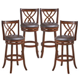 360° Swivel Counter Height Chairs with PU Leather Cushioned Seat and Footrests-30 inches