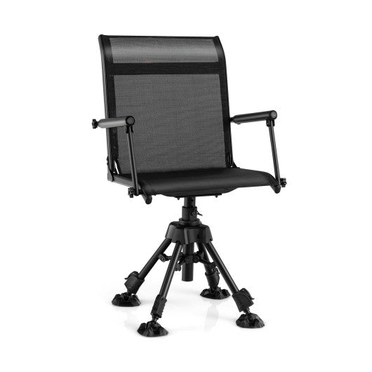 Folding Swivel Patio Chair with 4 Adjustable Leg-Black