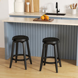 360° Swivel Upholstered Rubberwood Frame Bar Stool Set of 2 with Footrest-24 inches
