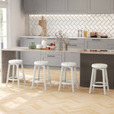 360-Degree Swivel Upholstered Rubberwood Frame Bar Stool Set of 2 with Footrest-24 inches