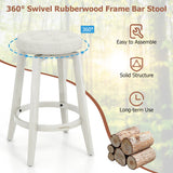 360-Degree Swivel Upholstered Rubberwood Frame Bar Stool Set of 2 with Footrest-24 inches