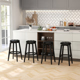 360° Swivel Upholstered Rubberwood Frame Bar Stool Set of 2 with Footrest-29 inches