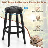 360° Swivel Upholstered Rubberwood Frame Bar Stool Set of 2 with Footrest-29 inches