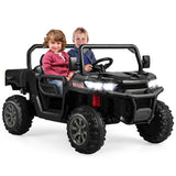 2-Seater Kids Ride On Dump Truck with Dump Bed and Shovel-Black