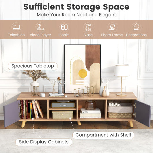 TV Stand Cabinet for TVs up to 65 Inch with Open Shelf for Living Room