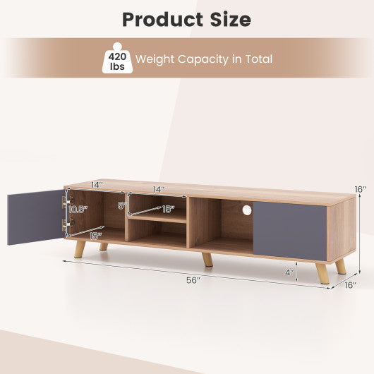 TV Stand Cabinet for TVs up to 65 Inch with Open Shelf for Living Room