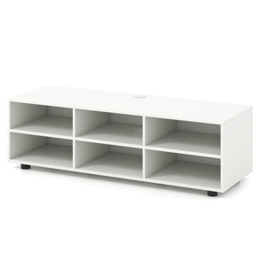 TV Stand for TV up to 55 Inch with 6 Storage Compartments-White