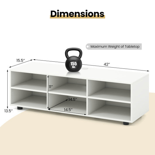 TV Stand for TV up to 55 Inch with 6 Storage Compartments-White