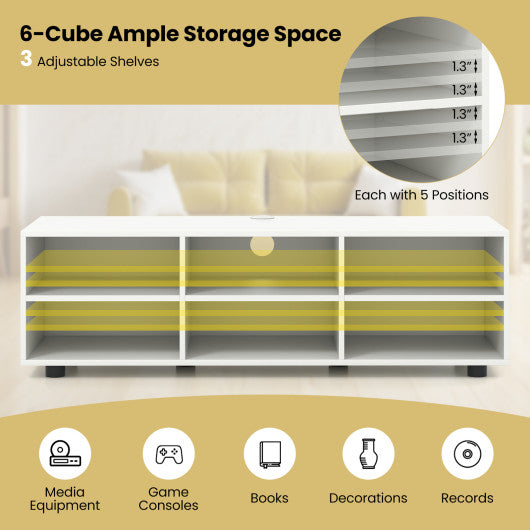 TV Stand for TV up to 55 Inch with 6 Storage Compartments-White