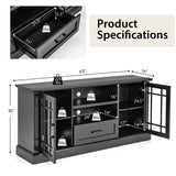 TV Stand for TVs up to 70  with Glass Doors Cubbies and Drawer-Black