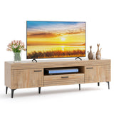 TV Stand with 2 Cabinets and Storage Drawer for 65 Inches TVs-Oak