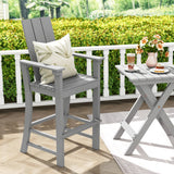 Tall Adirondack Chair Outdoor Bar Stool with Ergonomic Backrest for Backyard-Gray