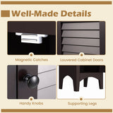 Tall Bathroom Floor Cabinet with Shutter Doors and Adjustable Shelf-Brown