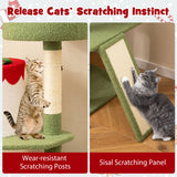 61 Inches Cute Christmas Cat Tree with Sisal Scratching Posts and 2 Condos-Green