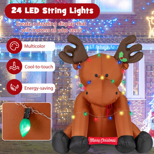 8.5 Feet Tall Christmas Inflatable Reindeer with 24 LED String Lights