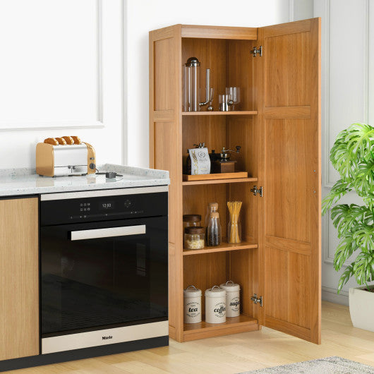 Tall Storage Cabinet with 4 Storage Shelves for Bathroom Living Room-Natural