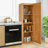 Tall Storage Cabinet with 4 Storage Shelves for Bathroom Living Room-Natural