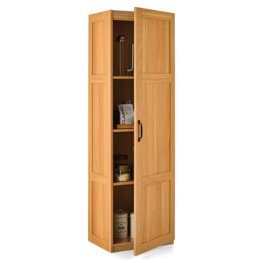 Tall Storage Cabinet with 4 Storage Shelves for Bathroom Living Room-Natural